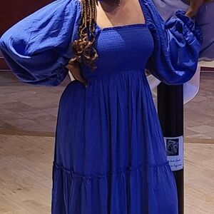 Chic Royal Blue Long Sleeve Dress